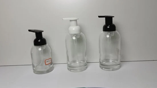 Botella de champú y jabón de manos espumosa de vidrio de lujo esmerilado de nuevo diseño de 250ml y 350ml